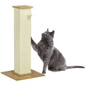 PawHut 80cm Scratching Post, With Toy Ball, Sisal Rope - White