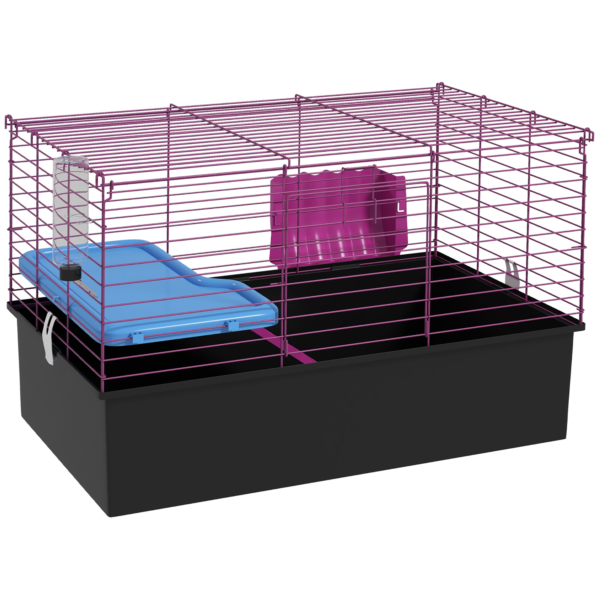 PawHut Chinchillas Small Rabbit Guinea Pig Small Animal Cage, Pet Playhouse, With Platform, Ramp, 71 X 46 X 47cm