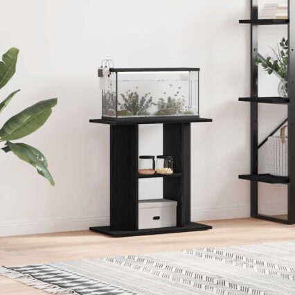 NNEVL Aquarium Stand Black Oak 60x30x60 cm Engineered Wood