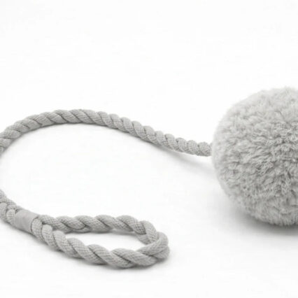 Wool Pom Tug Toy - Grey