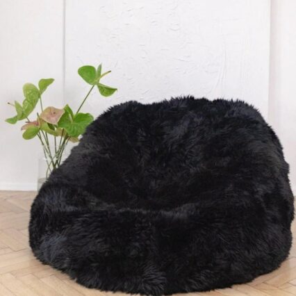 Natural Sheepskin Beanbag - Black