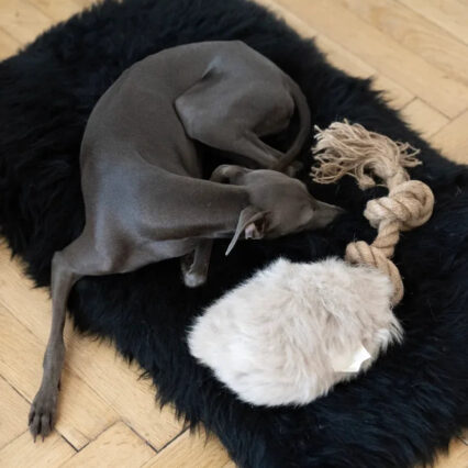 Natural Sheepskin Dog Tug Toy - Beige