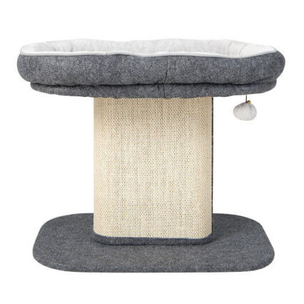 Modern Cat Tree Tower with Plush Perch and Sisal Scratching Plate-Beige