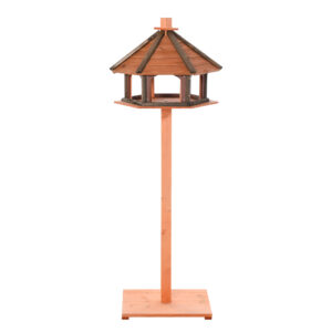 PawHut 130cm Wooden Bird Table, Feeding Station With Roof For Outdoor, Brown