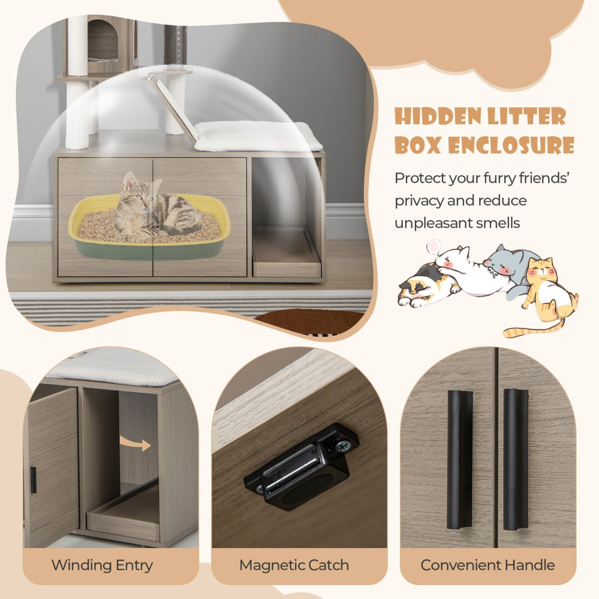 NNECW Modern Cat Tower with Double Condos for Indoor Cars - Image 5