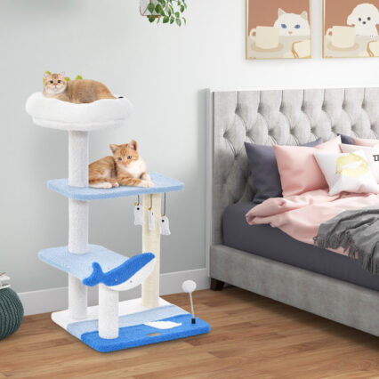 NNECW 3-level Ocean-themed Cat Tree with Sisal Covered Scratching Posts