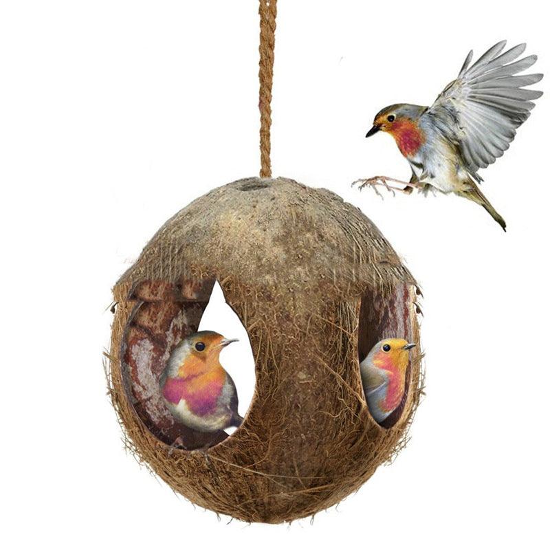 Rustic Retreat Coconut Shell Bird Nest Feeder - Image 2