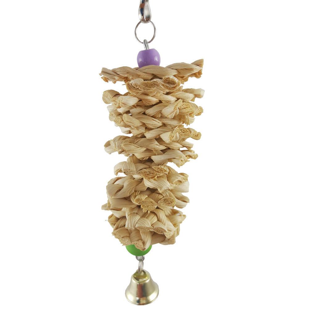 Natural Grass Bird Parrot Toy With Bell - Interactive Hanging Cage Toy For Bored Parrots - Image 6