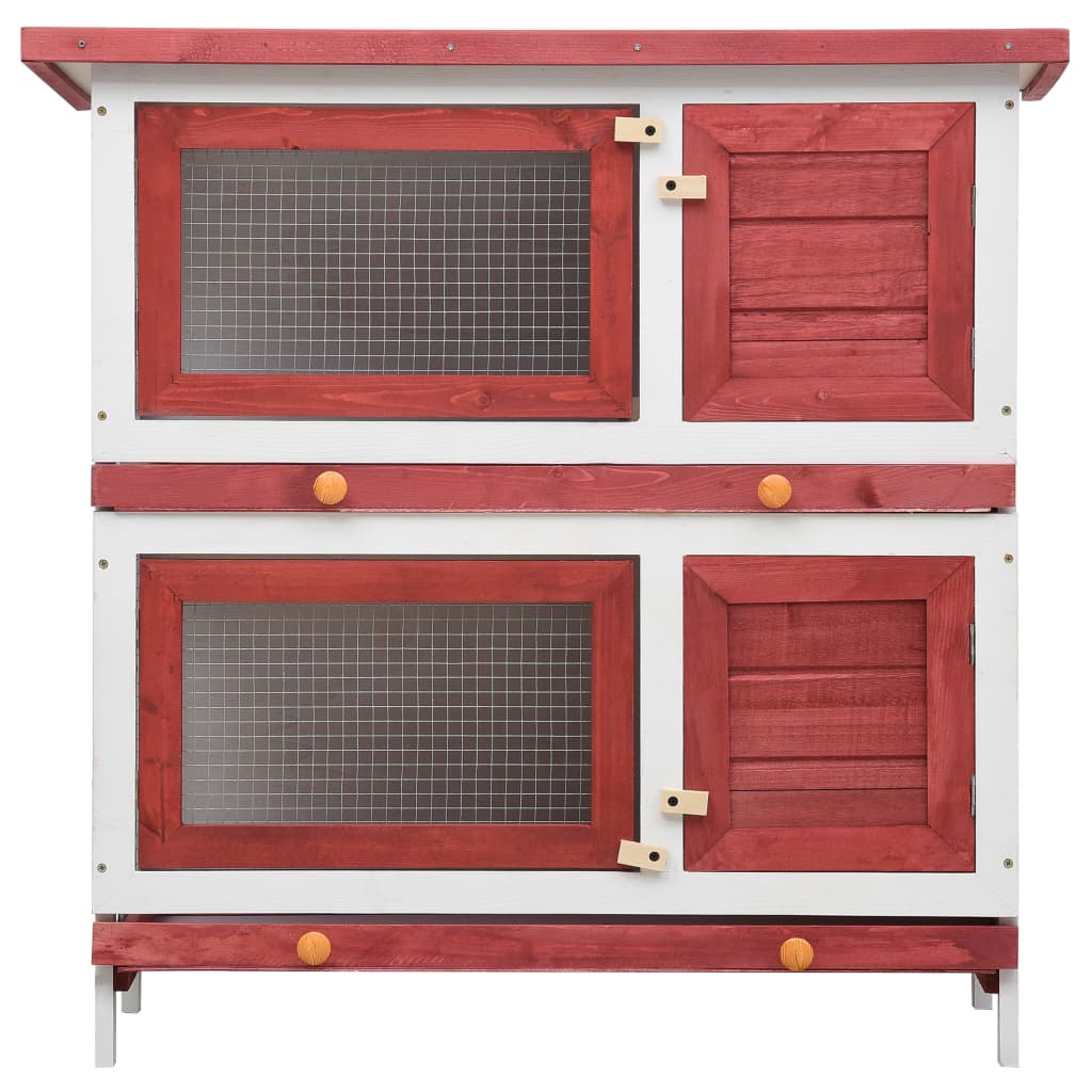 NNEVL Outdoor Rabbit Hutch 4 Doors Red Wood - Image 3