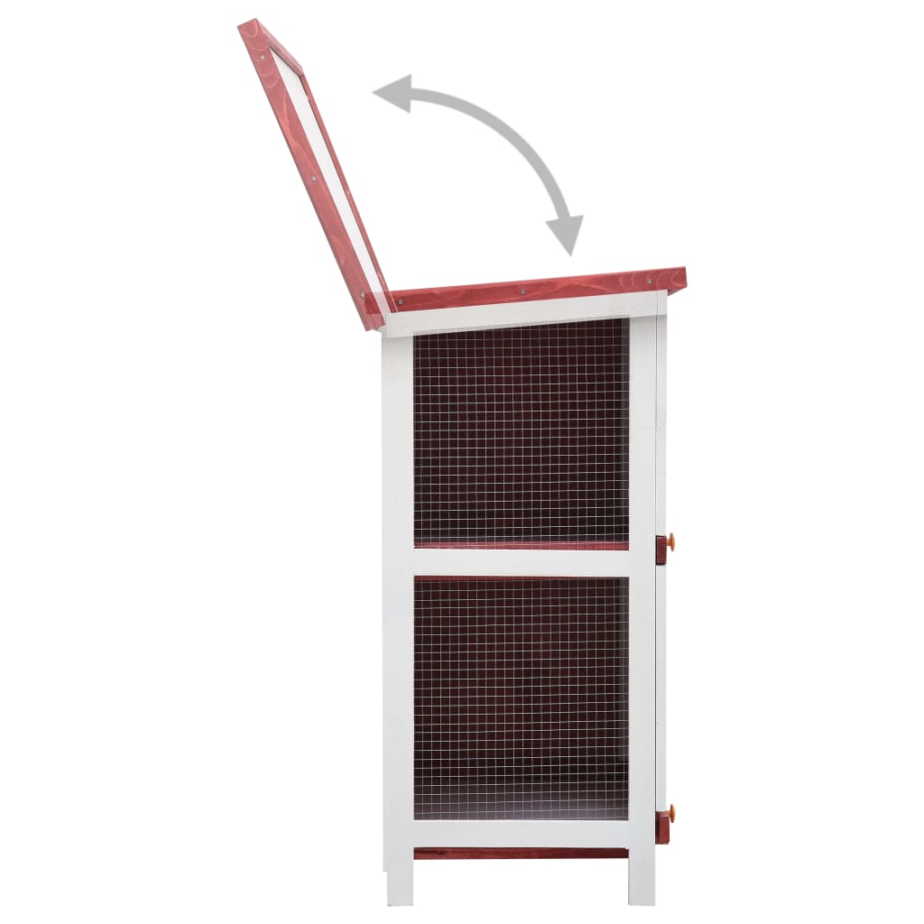 NNEVL Outdoor Rabbit Hutch 4 Doors Red Wood - Image 4