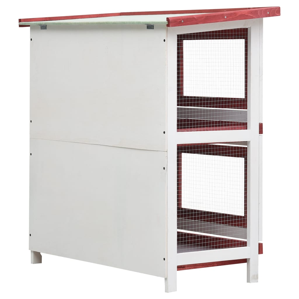 NNEVL Outdoor Rabbit Hutch 4 Doors Red Wood - Image 5
