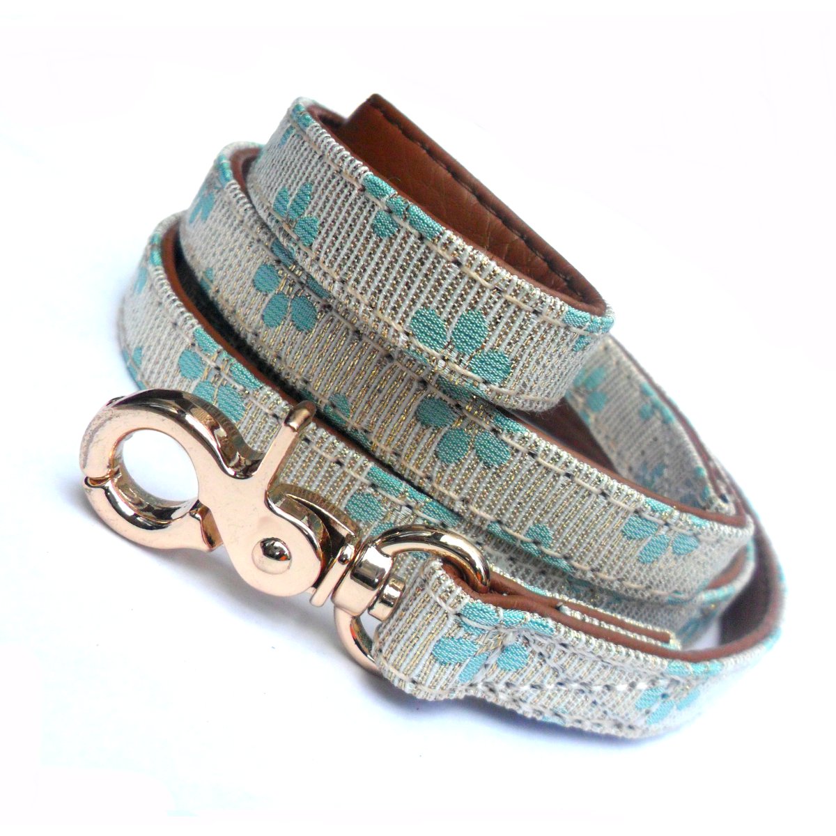 Flower Fabric Dog Leads - Blue - Image 2