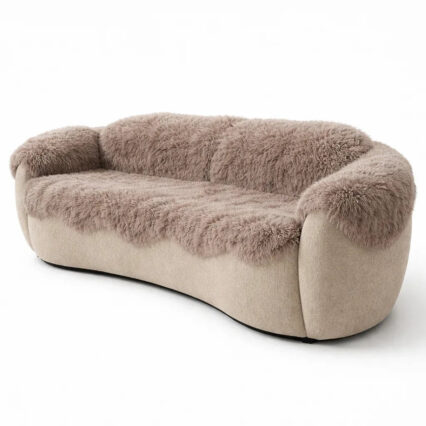 Genuine Beige Sheepskin Couch Cover for Dogs — Natural Sofa Protector (Plastic-Free)