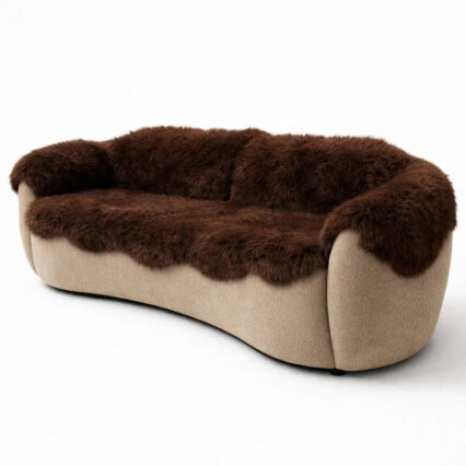 Genuine Brown Sheepskin Couch Cover for Dogs — Natural Sofa Protector (Plastic-Free)