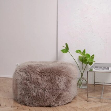 Natural Sheepskin Pouf / Ottoman - Greige