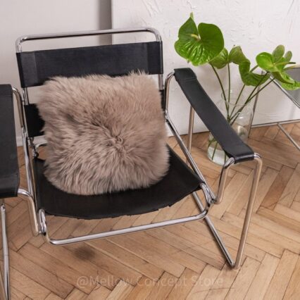 Square Natural Sheepskin Pillow - Greige