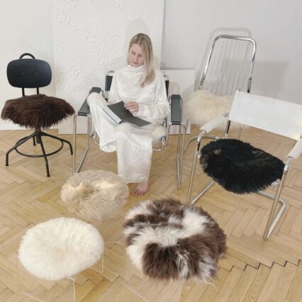 Natural Sheepskin Stool Cover