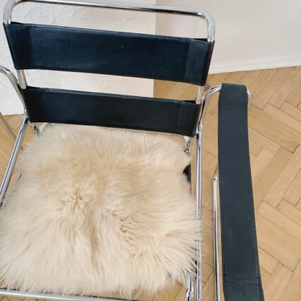 Square Natural Sheepskin Pillow - White