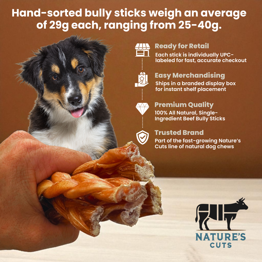 6" Standard Braided Bully Sticks Display Box - Image 3