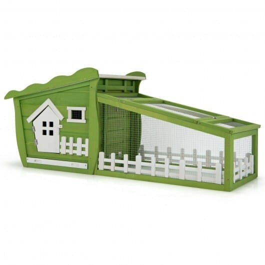 62 Inch Wooden Rabbit Hutch with Pull Out Tray-Red - Image 10