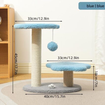 NNEDSZ Blue Compact Cat Climbing Frame with Dual-Level Sisal Posts and Playful Design - Perfect for Scratching and Jumping