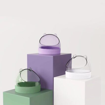 Colorful Candy Acrylic Hamster Food Basin With Gold Wire Feeder