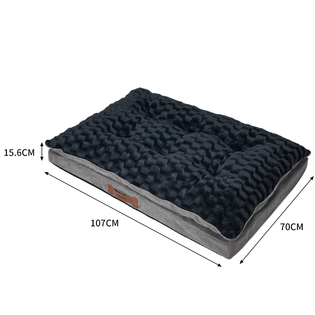 Dog Calming Bed Warm Soft Plush Comfy L Grey Large - Image 2