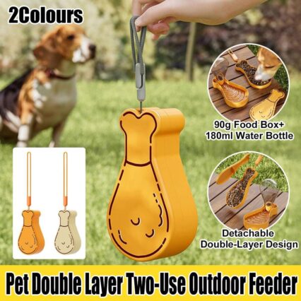 Portable Pet Water Bottle Outdoor Feeder Dual Purpose Drinking Travel Use