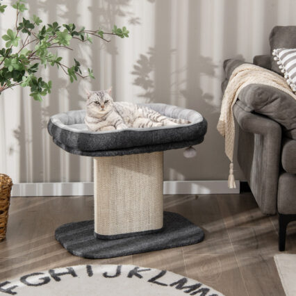 NNECW Modern Cat Tree Tower for Kittens with Large Plush Perch for Indoor Gray